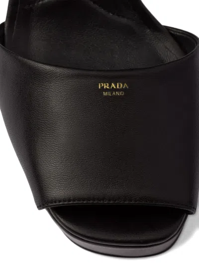 Prada 115mm Ankle Strap Platform Sandals In Black
