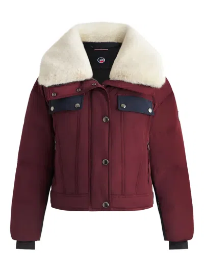 Fusalp Lakki Faux-fur-collar Jacket In Burgundy