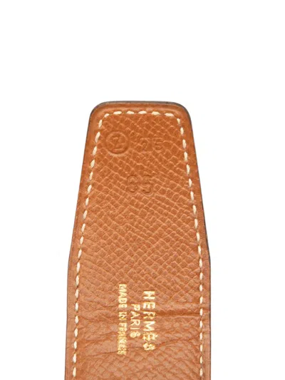 Pre-owned Hermes 1996 Box Calf Horse Buckle Belt In Black