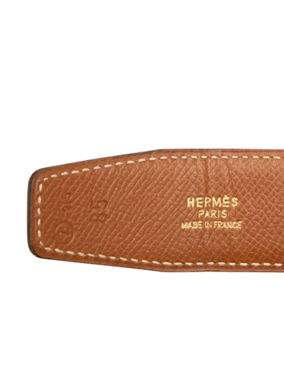 Pre-owned Hermes 1996 Box Calf Horse Buckle Belt In Black