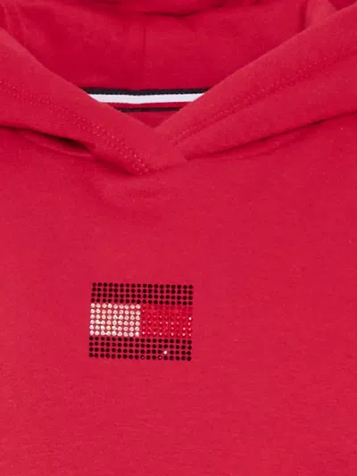 Tommy Hilfiger Junior Embellished-logo Long-sleeve Hoodie In Red