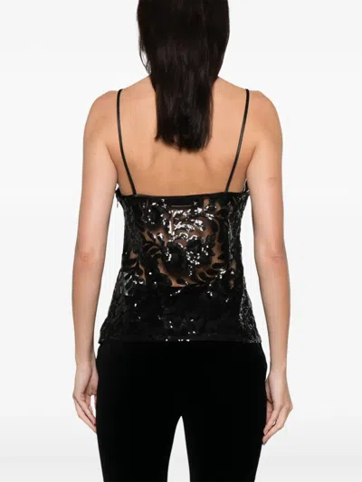 Golden Goose Sequin V-neck Top In Black