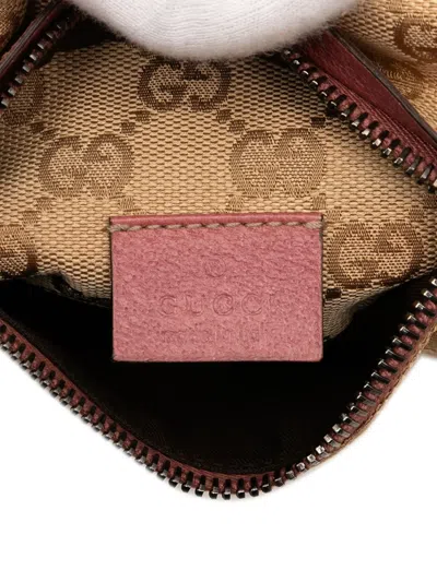 Pre-owned Gucci 2000-2015 Gg Canvas Web Double Pocket Belt Bag In Brown