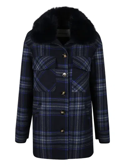 Ava Adore Zion Checked Coat In Blue