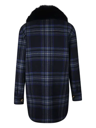 Ava Adore Zion Checked Coat In Blue