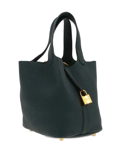 Pre-owned Hermes 2021 Picotin 18 Tightening-strap Tote Bag In Green