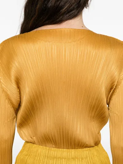Issey Miyake Monthly Colors : September Pleated Long-sleeve Blouse In Yellow