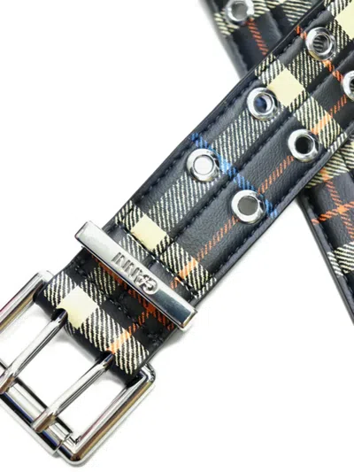 Ganni Double-eyelet Check Belt In Multi
