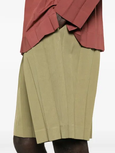Issey Miyake Pleated Shorts In Neutral