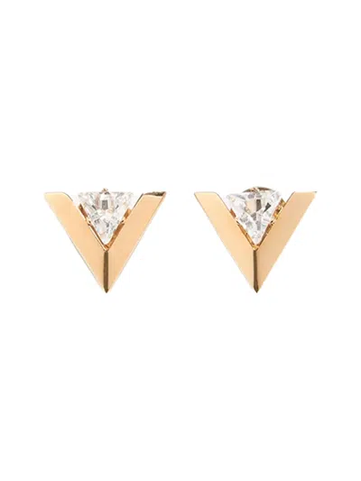 Valentino Je Les V Logo Earrings In Gold