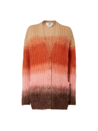 Fendi Gradient Mohair And Wool Oversized Cardigan Clothing In Multi