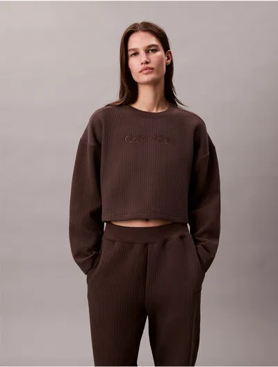 Calvin Klein Women's Quilted Fleece Sleep Sweatshirt In Brown