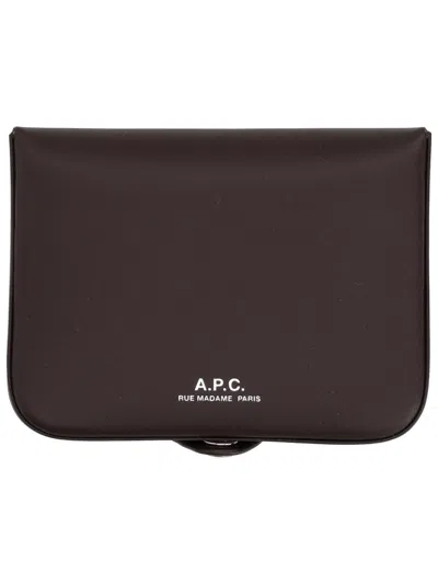 Apc A.p.c. Brown Leather Wallet In Brown
