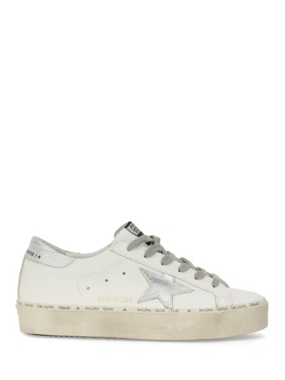Golden Goose Distressed White Leather Low-top Sneakers In Multi