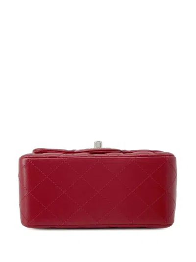 Pre-owned Chanel 2021-2025 Mini Square Classic Caviar Single Flap Crossbody Bag In Red