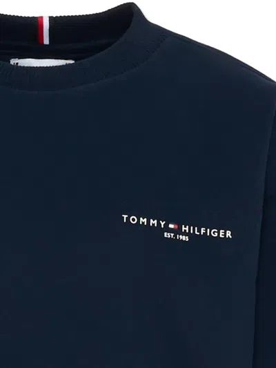 Tommy Hilfiger Junior Logo-embroidered Crew Neck Sweatshirt In Black