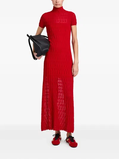 Proenza Schouler Zein Textured Midi Dress In Red