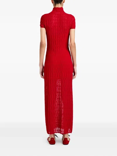 Proenza Schouler Zein Textured Midi Dress In Red