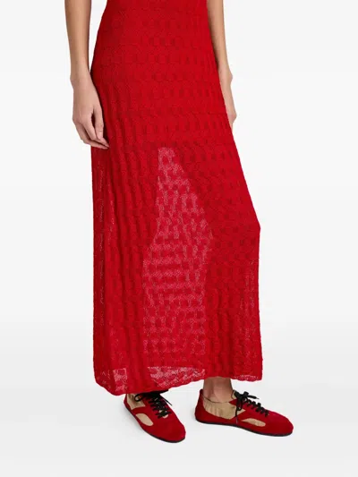 Proenza Schouler Zein Textured Midi Dress In Red