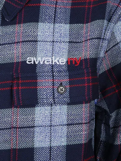Awake Ny Overshirt Flannel Zip Shirt In Blue