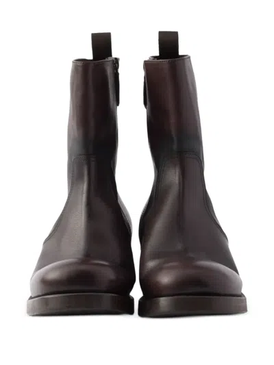 Prada 40mm Pull-tab Zip Boots In Brown