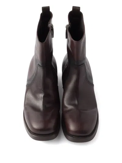 Prada 40mm Pull-tab Zip Boots In Brown