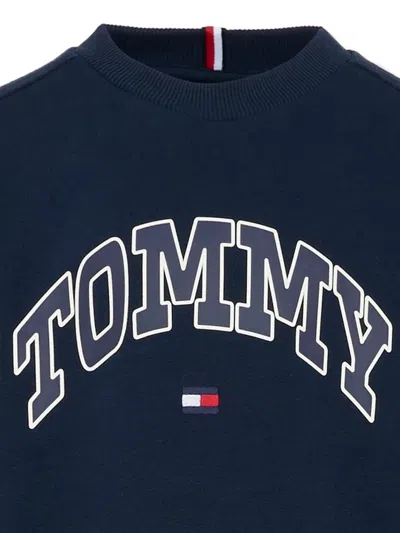 Tommy Hilfiger Junior Logo-print Crew Neck Sweatshirt In Blue