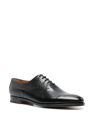 John Lobb Debossed-detailing Leather Oxford Shoes In Black