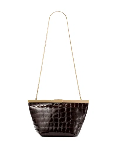 Jimmy Choo Ganache Crocodile-effect Chain Clutch Bag In Brown