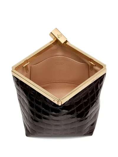 Jimmy Choo Ganache Crocodile-effect Chain Clutch Bag In Brown