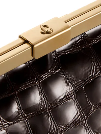 Jimmy Choo Ganache Crocodile-effect Chain Clutch Bag In Brown