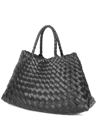 Tiffany & Fred Paris Hand-woven Leather Tote In Black