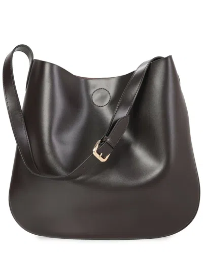 Tiffany & Fred Paris Smooth Leather Shoulder Bag In Gray