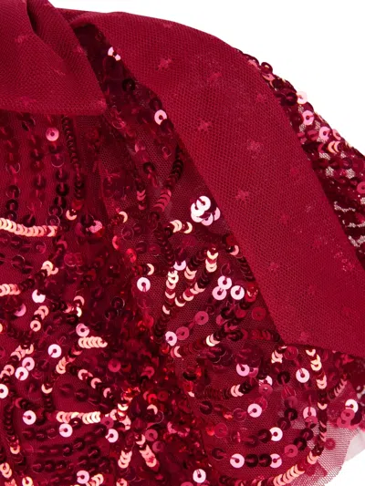 Needle & Thread Girls Sequin Ribbon Bow Dress In Red