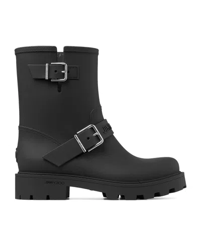 Jimmy Choo Biker Rain Black Tpu Rain Boots Black 42 In Multi
