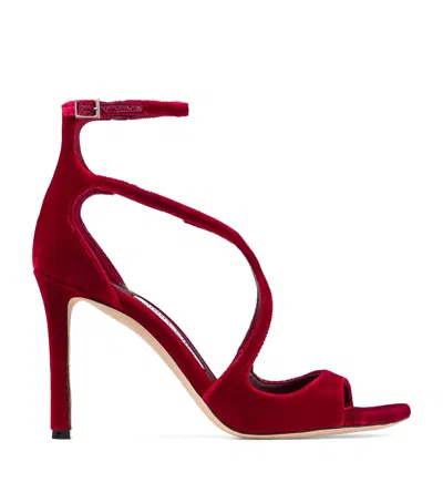 Jimmy Choo Ruby Red Velvet Sandals In Red