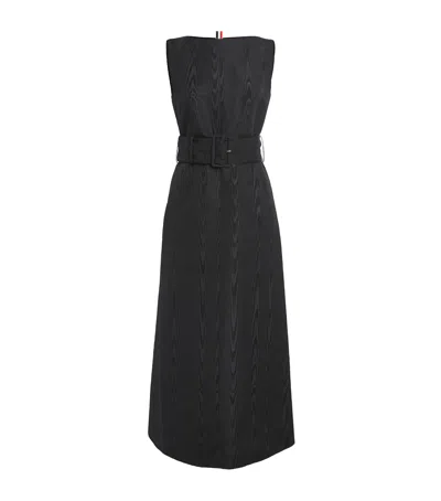 Thom Browne Silk Belted Maxi Dress In Black