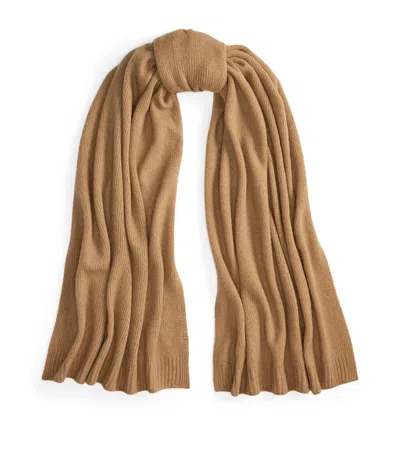 Ralph Lauren Cashmere-blend Jersey Scarf In Brown