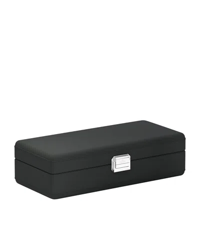 Scatola Del Tempo Leather Valigetta 4 Watch Travel Case In Gray