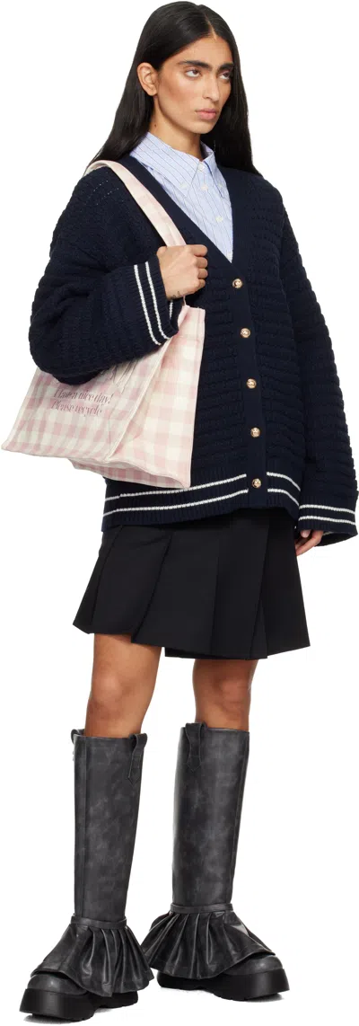 Ganni Pink & White Vichy Check Large Tote In Multi