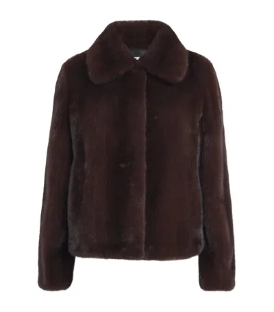 Yves Salomon Mink Collared Jacket In Red
