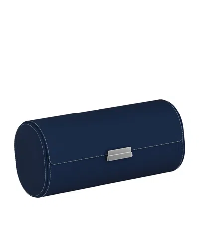 Scatola Del Tempo Leather Pochette Watch Roll In Blue