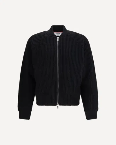 Thom Browne Honeycomb Zip Bomber Jacket In Black