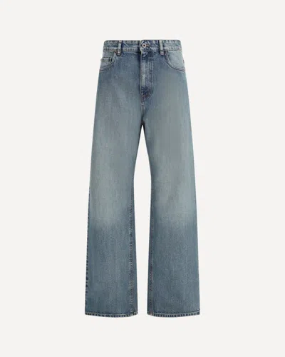 Miu Miu Embroidered-logo Regular Jeans In Blue