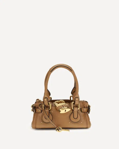 Chloé Grained Leather Padlock Paddington Shoulder Bag In Brown