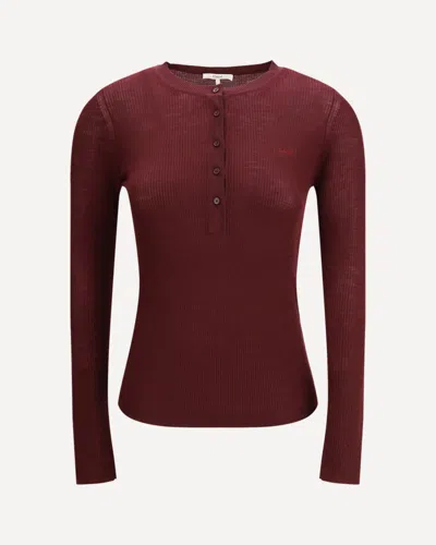 Chloé Hanley Ribbed Long-sleeve T-shirt In Red