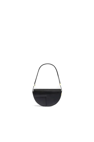 Patou Leather Shoulder Bag In Black