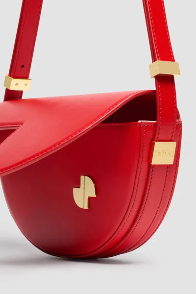 Patou Leather Shoulder Bag Adjustable Strap In Red