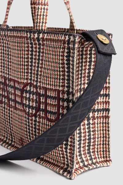 Patou Logo-embroidered Houndstooth Tote Bag In Brown