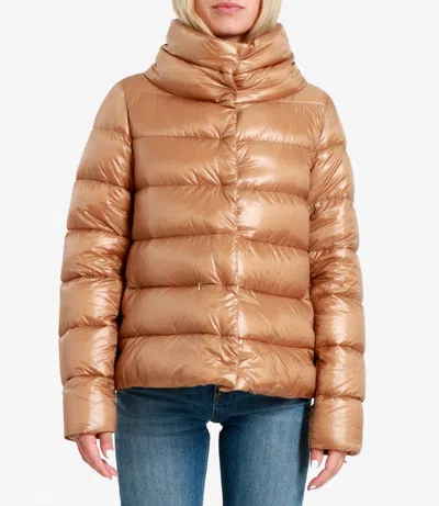 Herno Amelia Short Down Jacket In Orange